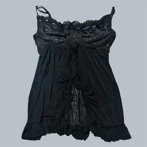 Dreamgirl Women's Lace Ruffle Sheer Lingerie Ribbon Detailed Strap large chiffon